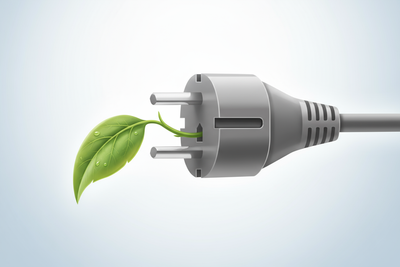 A plug with leaf for “Eco-Friendly”