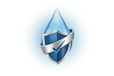 A water droplet with shield for “Waterproof”